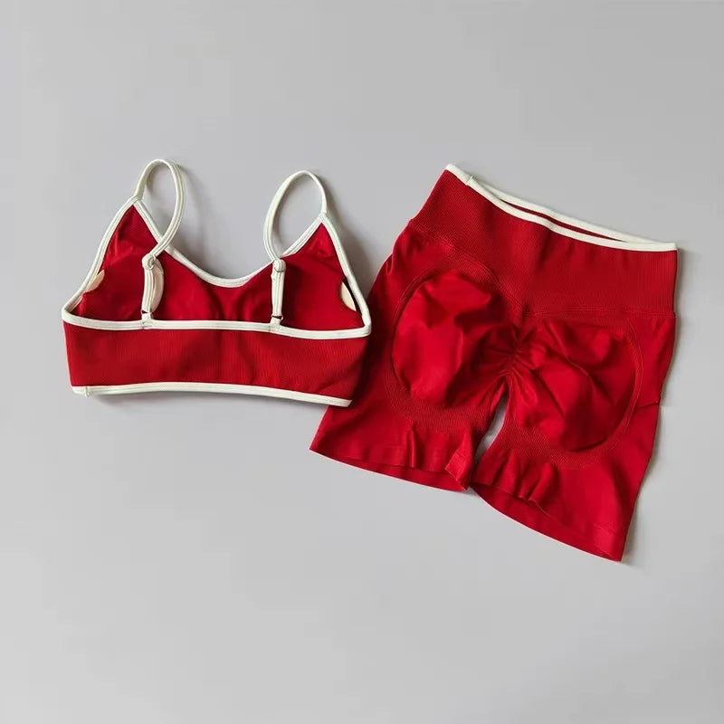 Women Contrast Sports Set Yoga Bra & Pants Quick Dry Fitness Suit