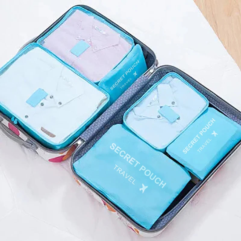6pcs Travel Storage Bags Waterproof Packing Cubes Set Luggage Organizer Clothes Bags