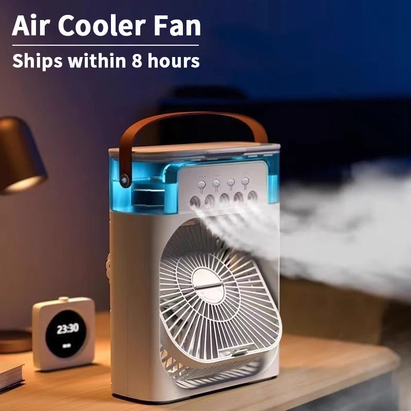 Portable Air Cooler with Humidifier – 3-in-1 Mini Cooling Fan with LED Night Light