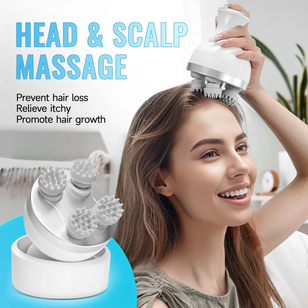 Electric Scalp Massager Wireless Deep Tissue Head Neck and Body Stress Relief