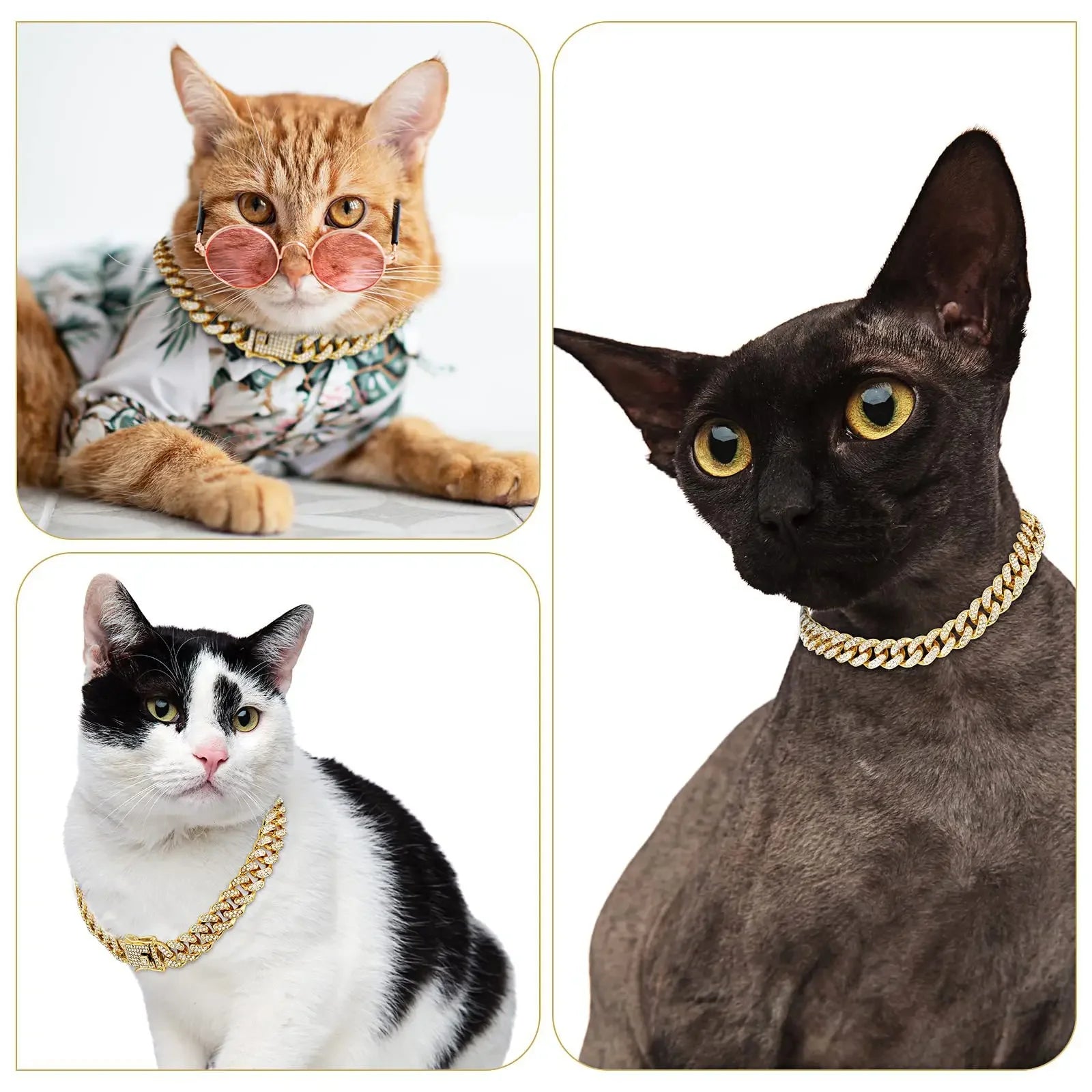 Diamond Cuban Chain Dog Collar Metal Walking Pet Jewelry Secure Buckle Accessories