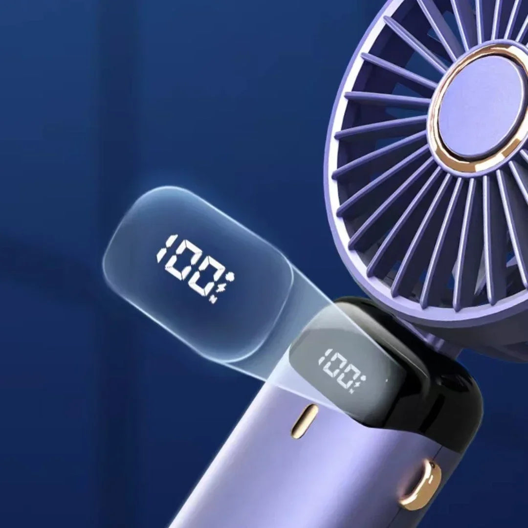 Portable Handheld Fan – Rechargeable Mini Fan with LED Display and 5 Speed Settings