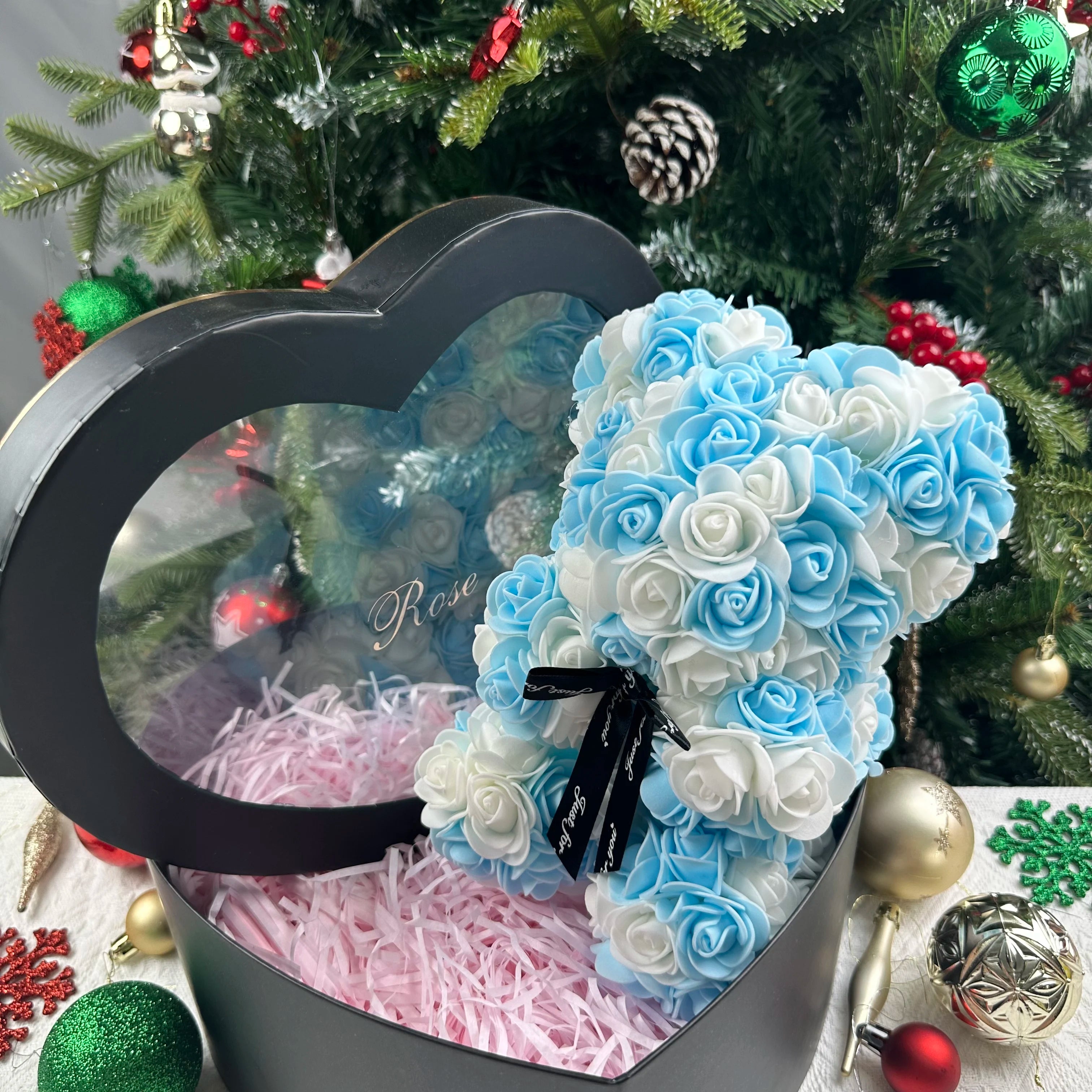 Rose Flower Teddy Bear Gift with Box for Women
