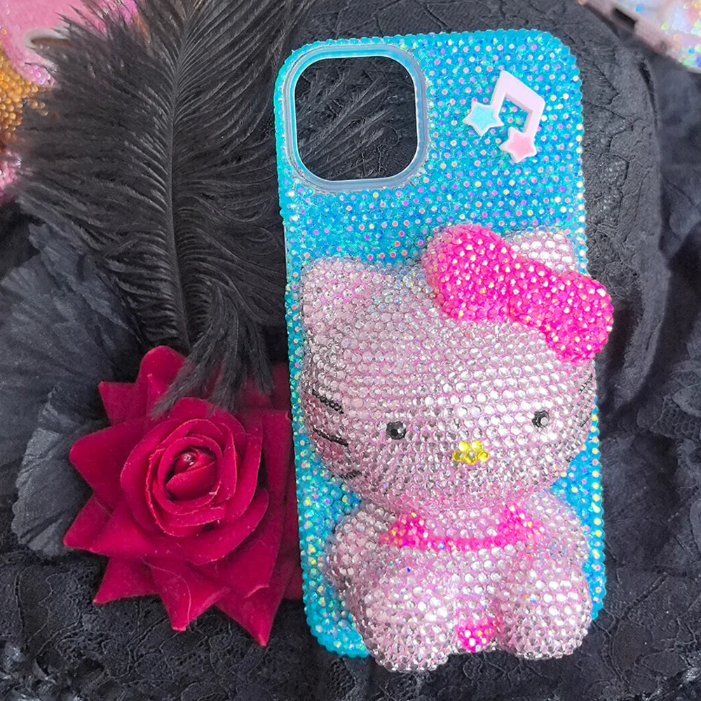 Christmas Hello Kitty Rhinestone Crystal Chain Transparent iPhone Case