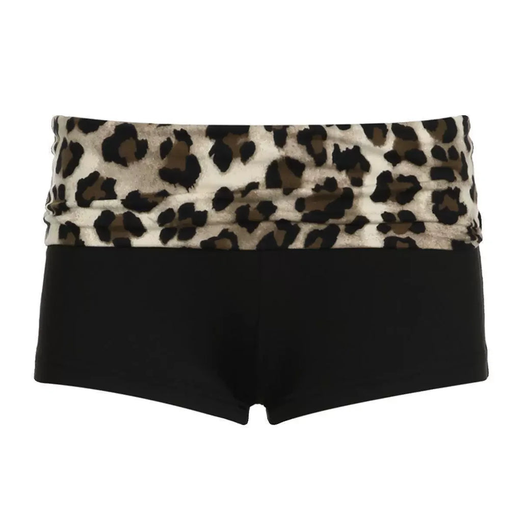Leopard Patchwork Low Waist Booty Shorts for Women