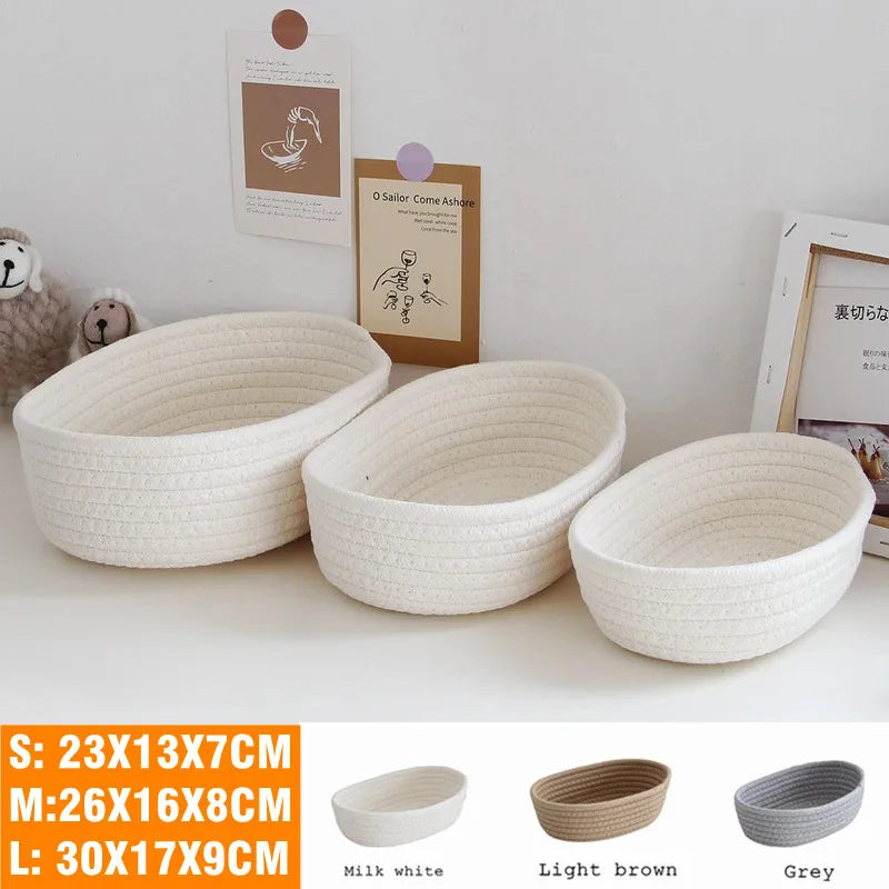 Cotton Rope Woven Storage Basket for Home Desk