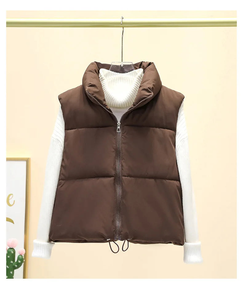 Women’s Cropped Puffer Vest Warm Sleeveless Winter Jacket