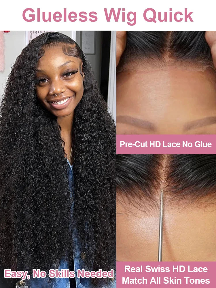 Deep Wave Wig Human Hair – HD Lace Front Glueless Curly Wig (22–50 Inch)