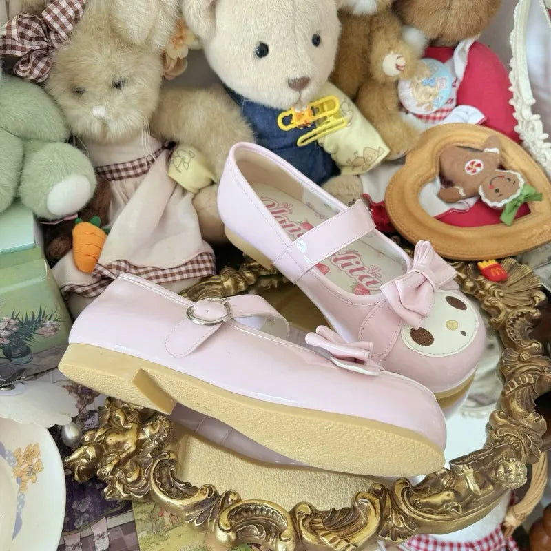 Girls Pink Kawaii Lolita Princess Shoes Round Toe Flat Shoes