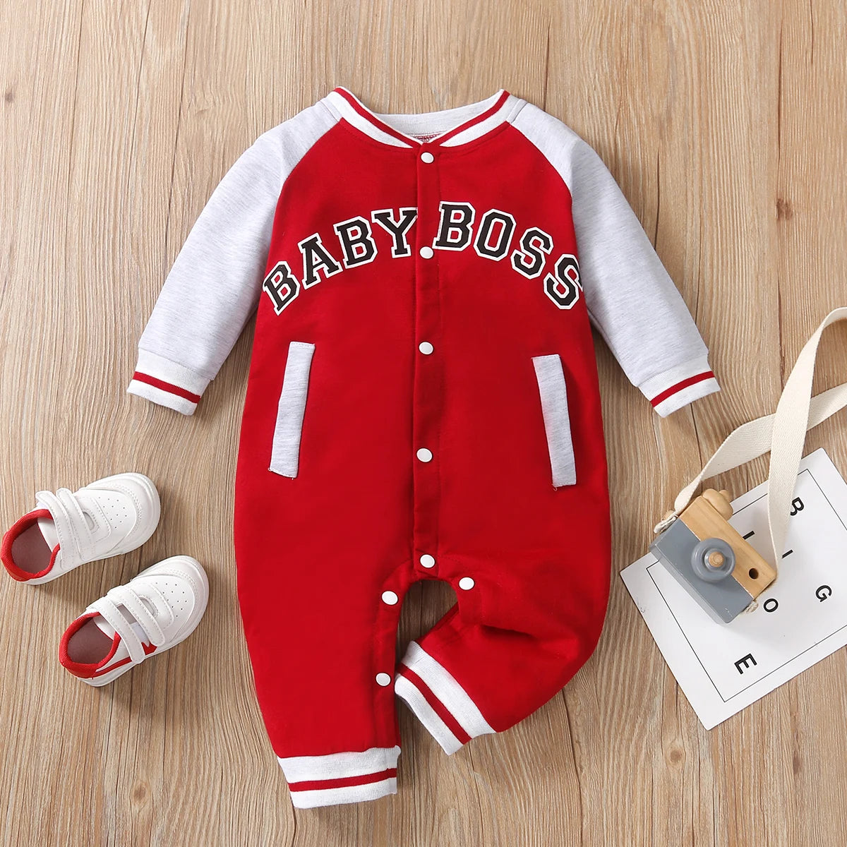 Baby Boy Letter Print Long Sleeve Jumpsuit