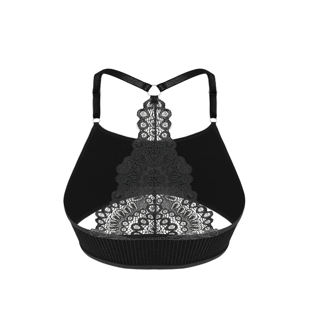 Sexy Lace Back Bralette Women Wireless Bra Backless Ribbed Camisole Breathable Comfortable Lingerie Top