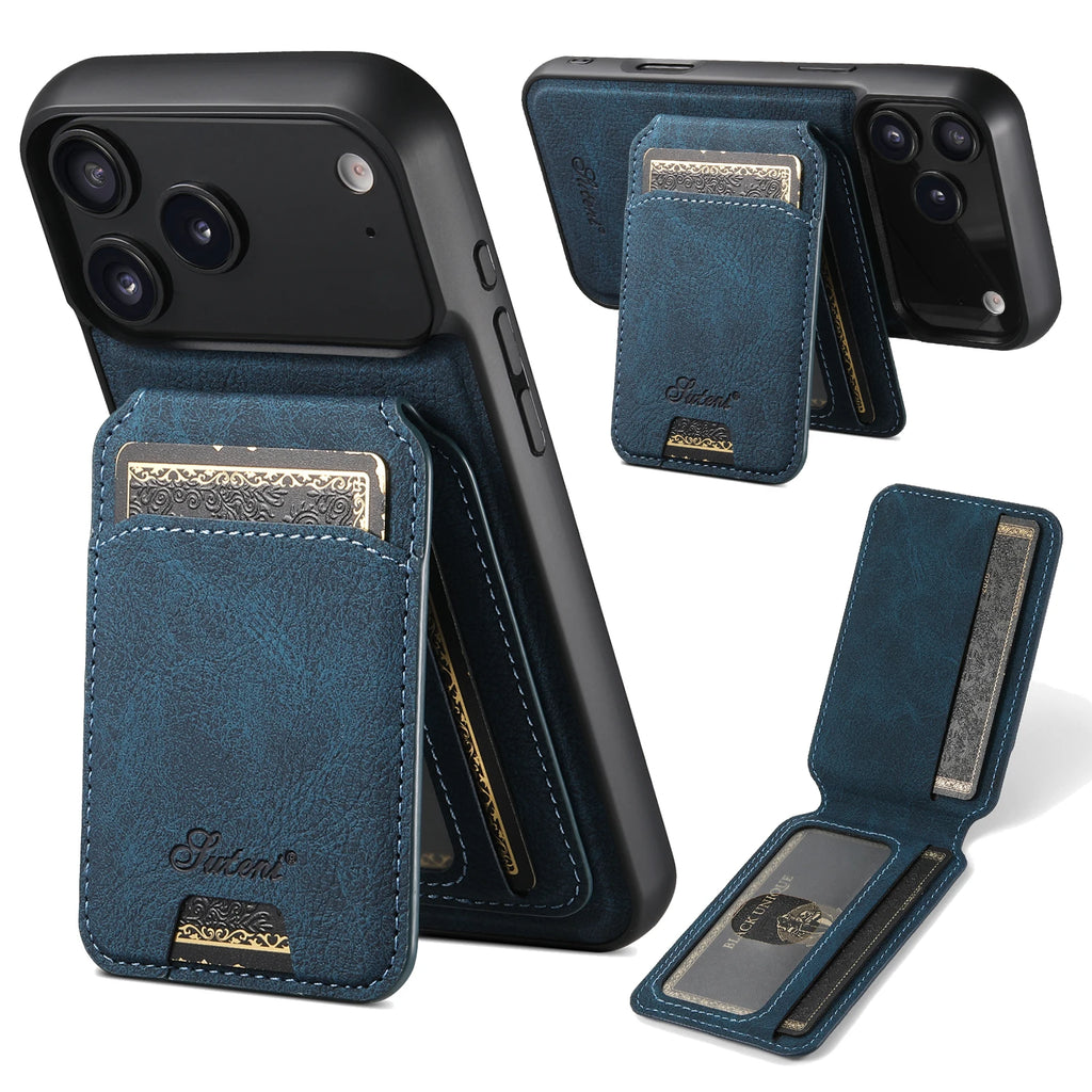 Magnetic with Card Holder Stand Faux Leather iPhone Case