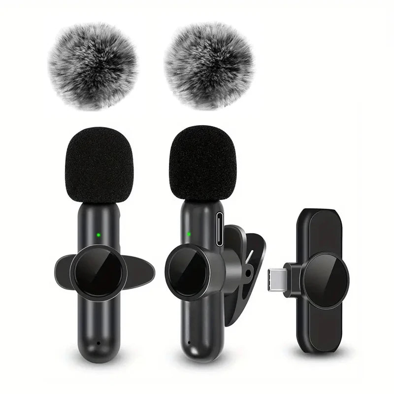 Wireless Lavalier Microphone Mini Clip On Mic for iPhone Android Audio Recording