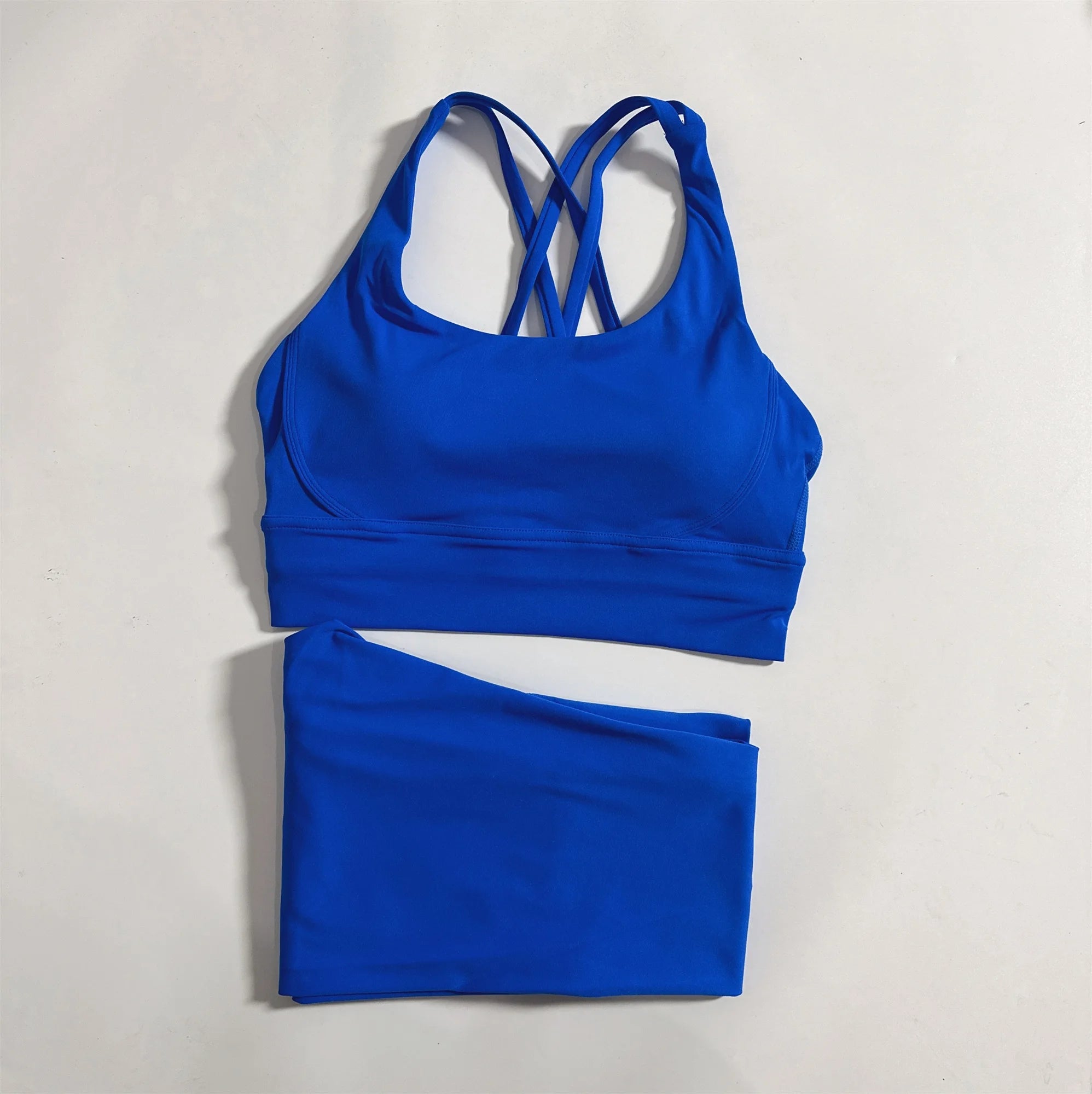 Solid Color Gym Fitness Set Sports Bra High Waist Leggings Compression Yoga Outfit