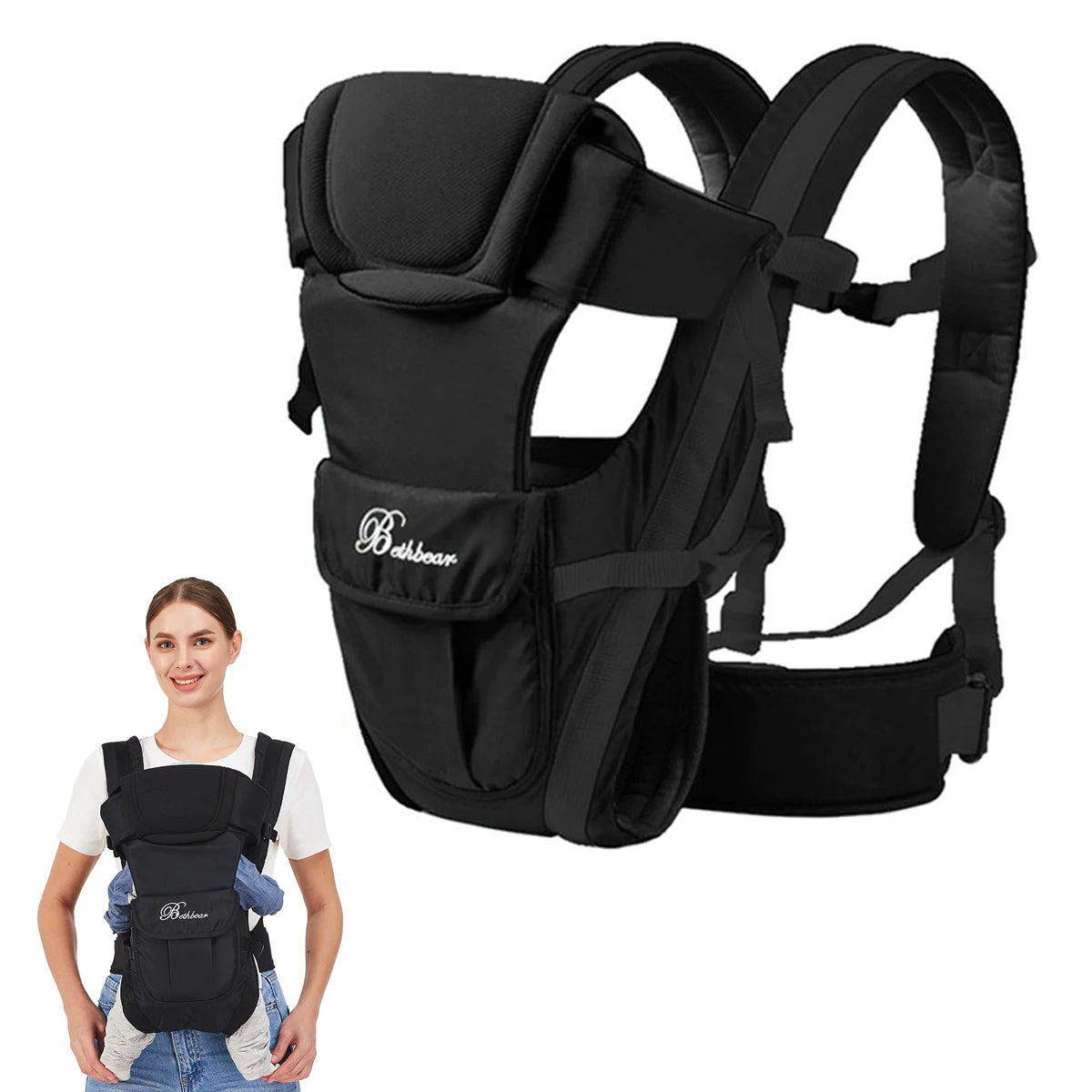 4 in 1 Ergonomic Baby Carrier Adjustable Sling for Newborn Toddler