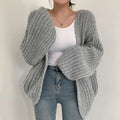Women Lantern Sleeve Cardigan Y2K Knit Sweater