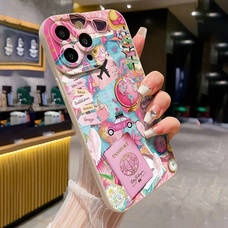 Travel Plane Printed Matte Anti-Drop iPhone Case