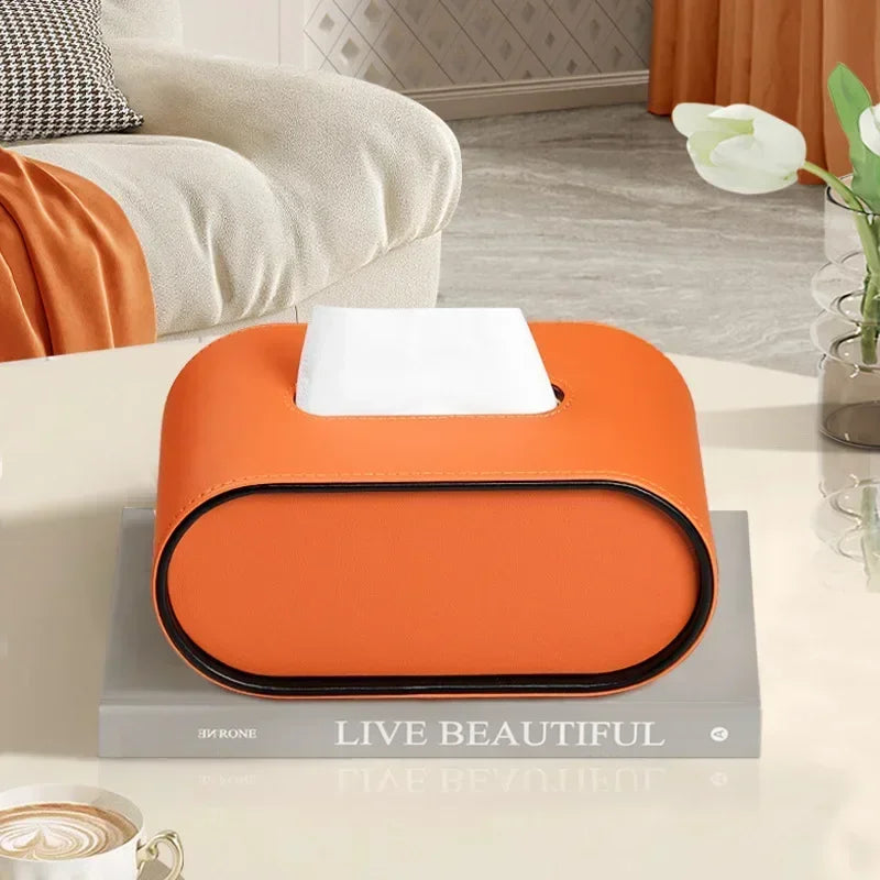 Leather Tissue Box Creative Desktop Napkin Storage for Living Room Bedroom