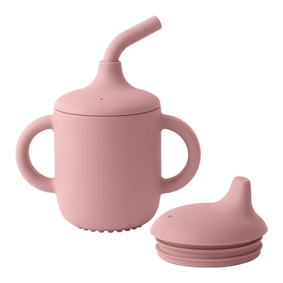 Baby Silicone Straw Cup Snack Container with Two Lids
