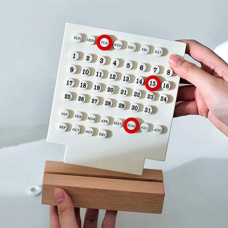 Acrylic Wooden Base DIY Perpetual Calendar Desktop Office Home Decoration Ornament