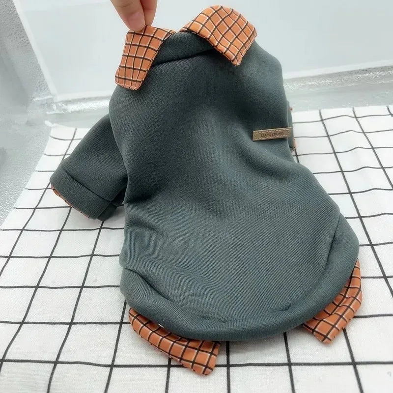Dog Warm Hoodie Jacket Winter Pet Clothes Small Dog Coat Plaid Shirt