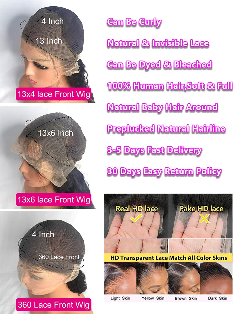 Body Wave Human Hair Wig – HD Lace Front Glueless Natural Hairline Wig
