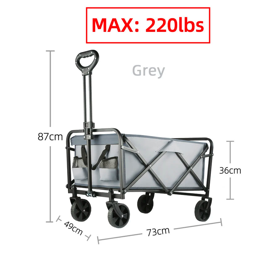 Folding Beach Wagon Large Capacity Heavy Duty Collapsible Camping Cart