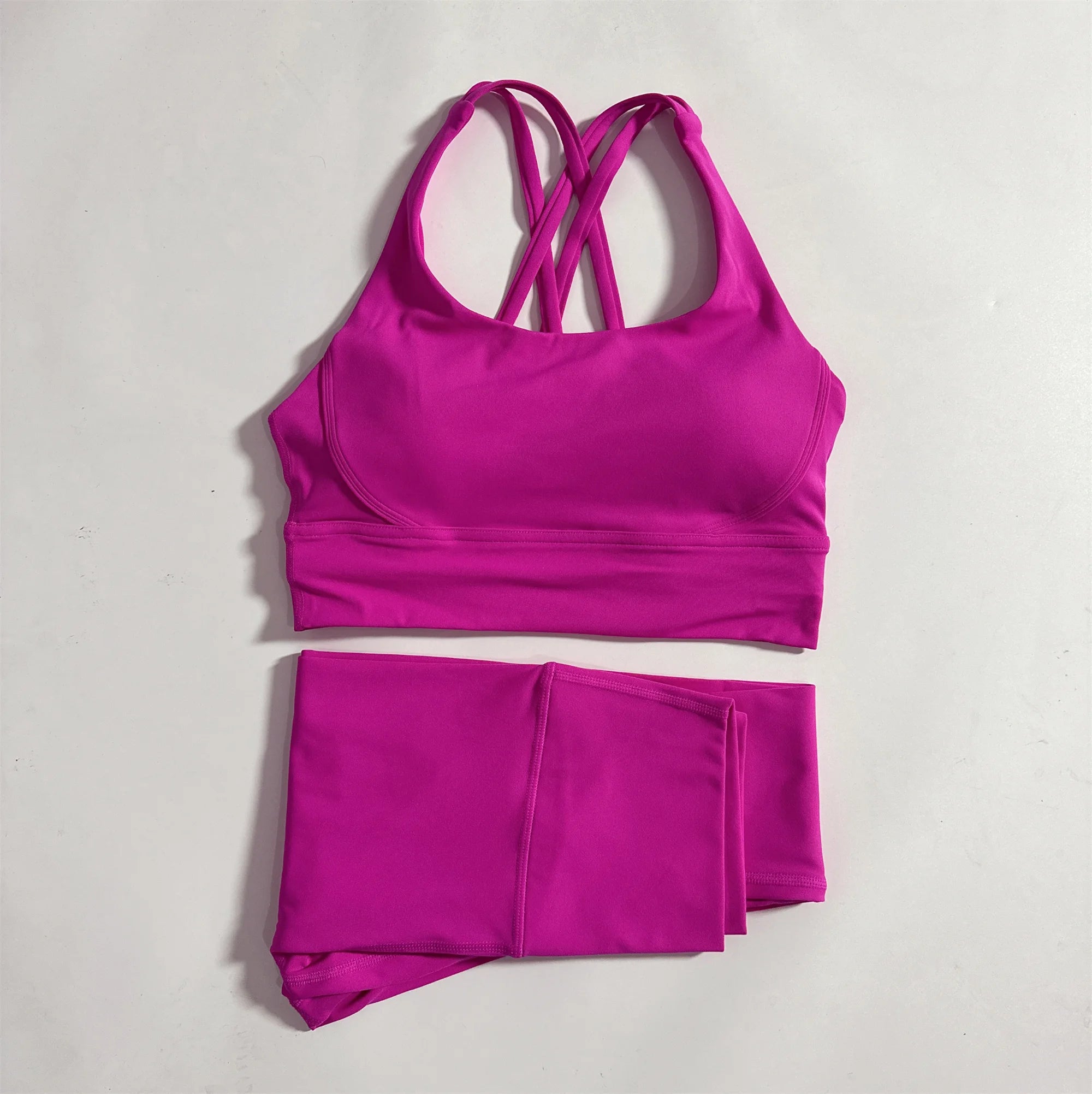 Solid Color Gym Fitness Set Sports Bra High Waist Leggings Compression Yoga Outfit