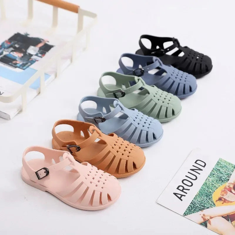 Kids Beach Sandals Soft Non Slip Jelly Gladiator Shoes for Boys & Girls