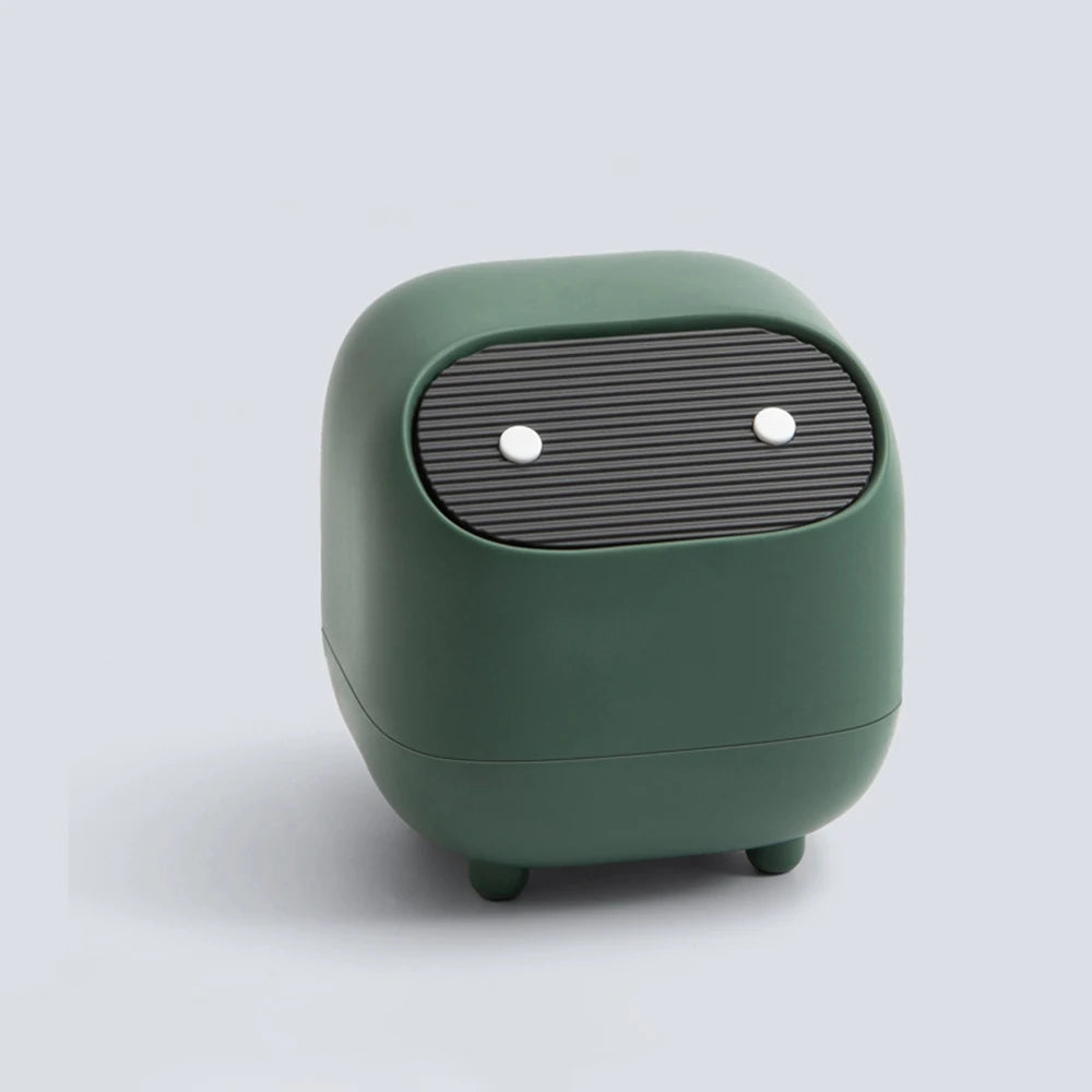 Mini Desktop Trash Can with Lid Cute Small Plastic Garbage Bin for Office Bathroom