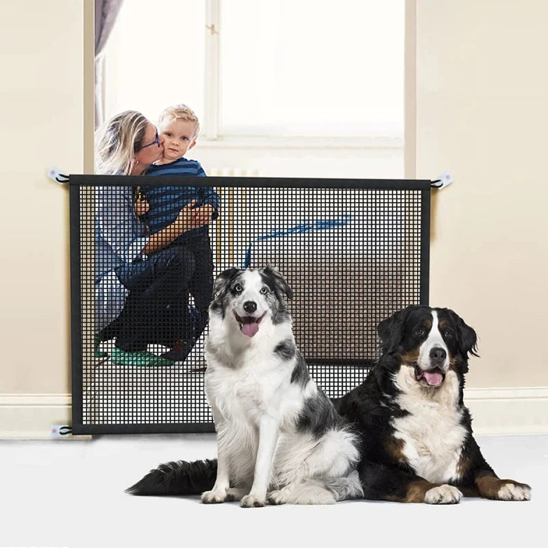 Portable Pet Safety Gate – Mesh Dog Barrier for Stairs and Doorways