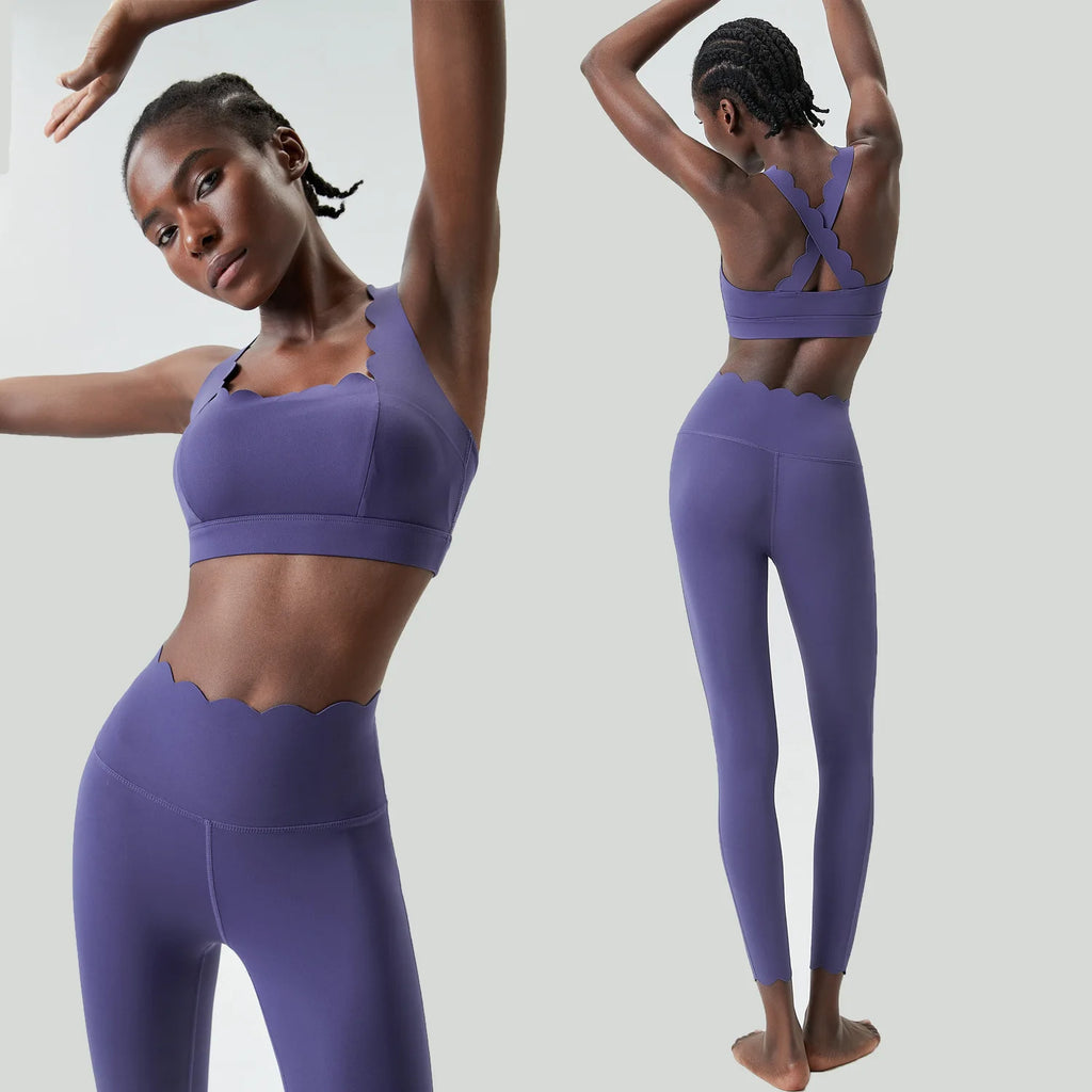 Women Seamless Yoga Set 2 Piece Gym Outfit High Waist Leggings Sports Bra Fitness Workout Set