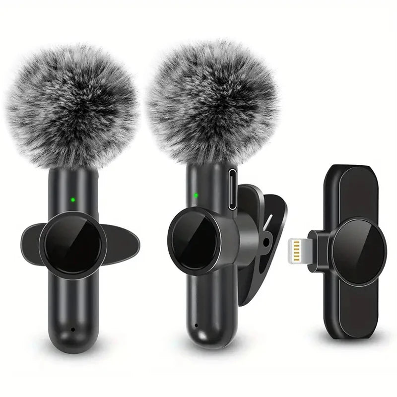 Wireless Lavalier Microphone Mini Clip On Mic for iPhone Android Audio Recording