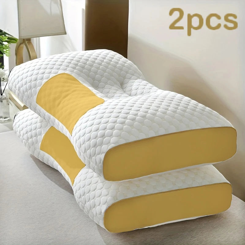2pcs Ergonomic Neck Support Pillows Adjustable Orthopedic Contour Sleeping Pillow