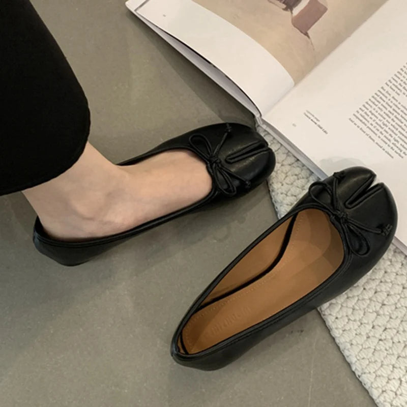 Women Soft Ballet Flats Slip On Loafers Moccasins Bow Knot Casual Shoes