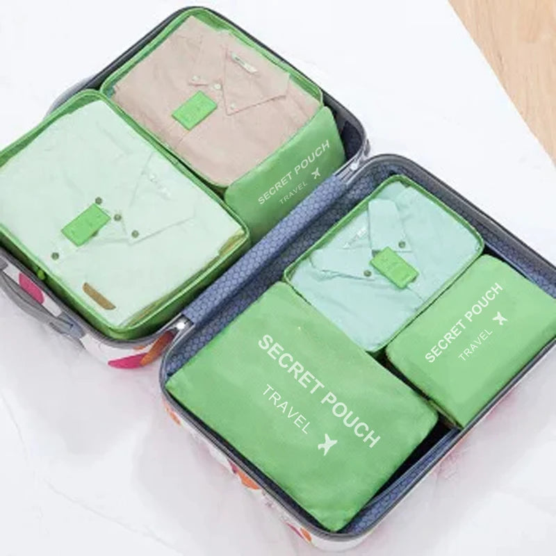 6pcs Travel Storage Bags Waterproof Packing Cubes Set Luggage Organizer Clothes Bags
