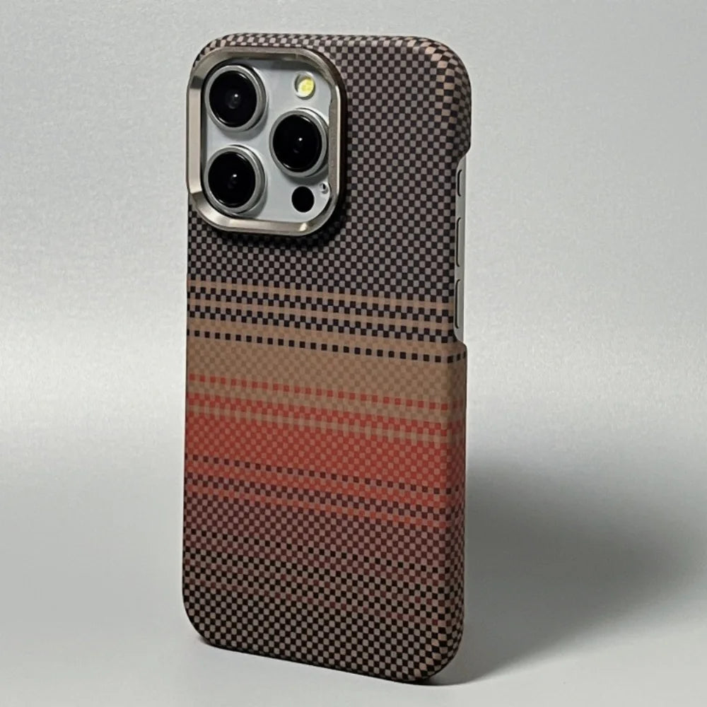 Kevlar Texture Magnetic Shockproof Metal Lens iPhone Case