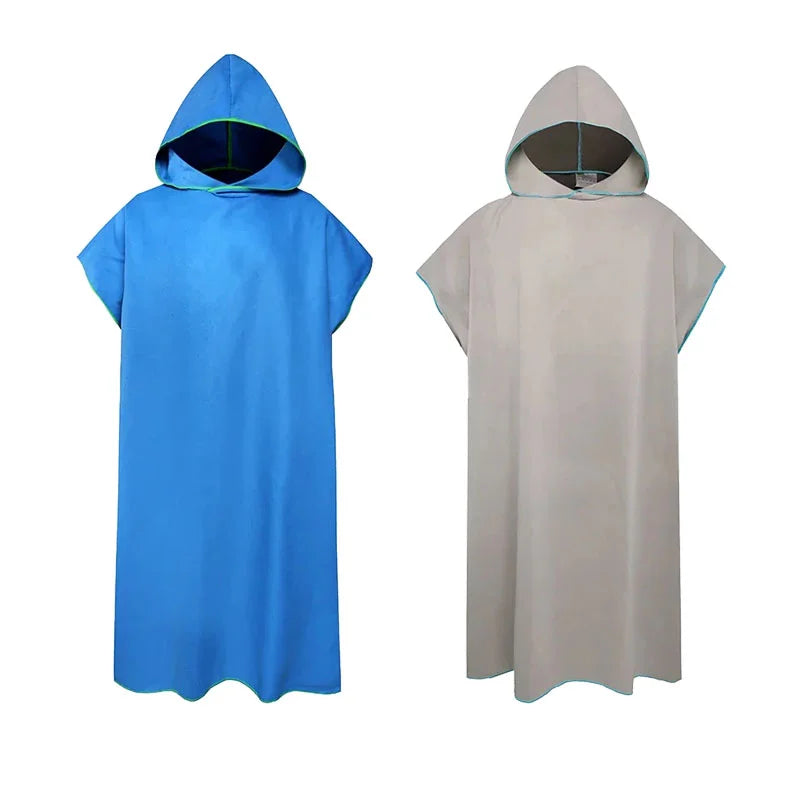 Microfiber Hooded Towel Quick Dry Changing Robe Beach Swim Poncho