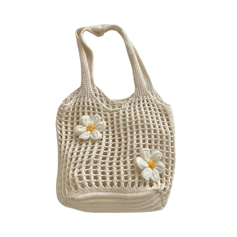 Women Knitted Tote Bag Large Capacity Beach Handbag