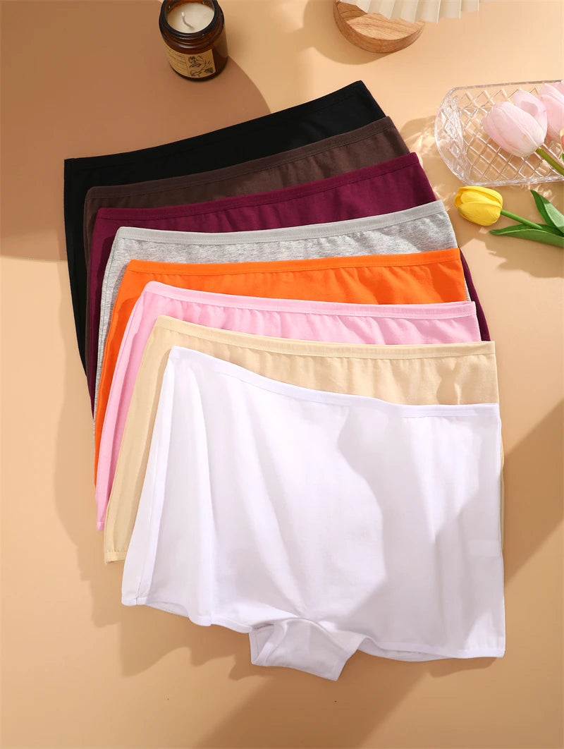 Women Seamless Cotton Boxer Briefs Sports Underwear Solid Color Intimates