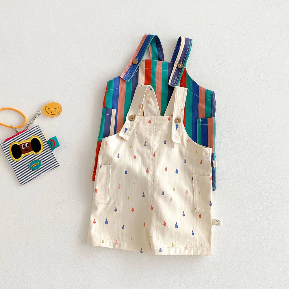 Kids Polka Dot Striped Overalls Fashion Jumpsuit for Boys & Girls