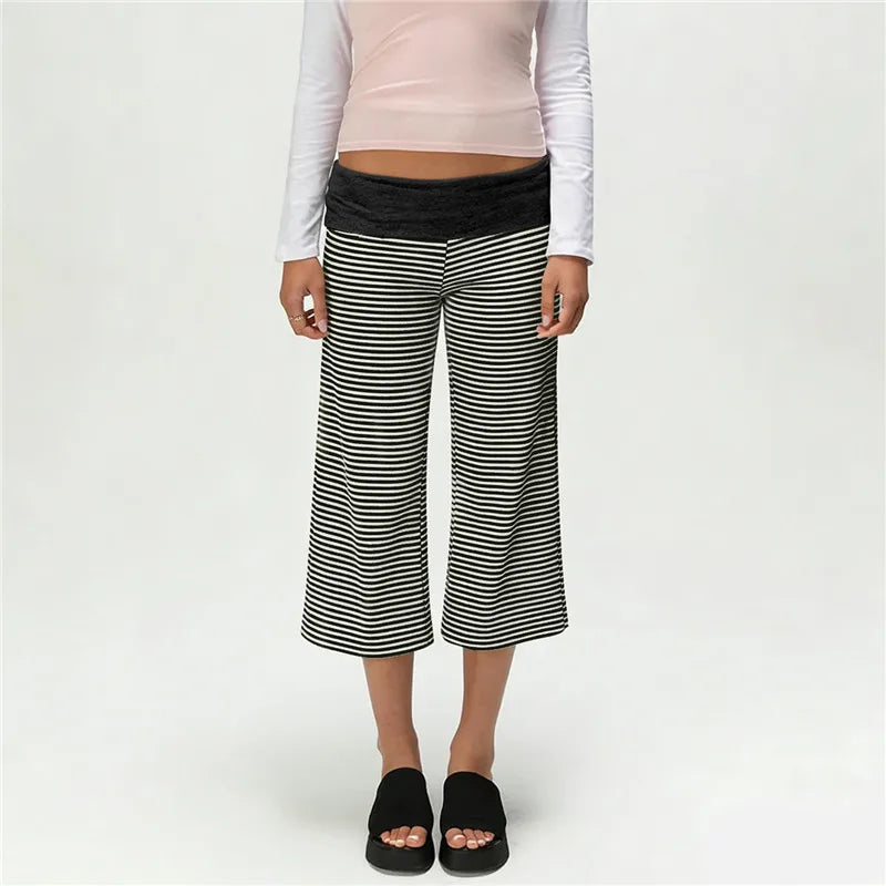 Women Fold Over Wide Leg Pants