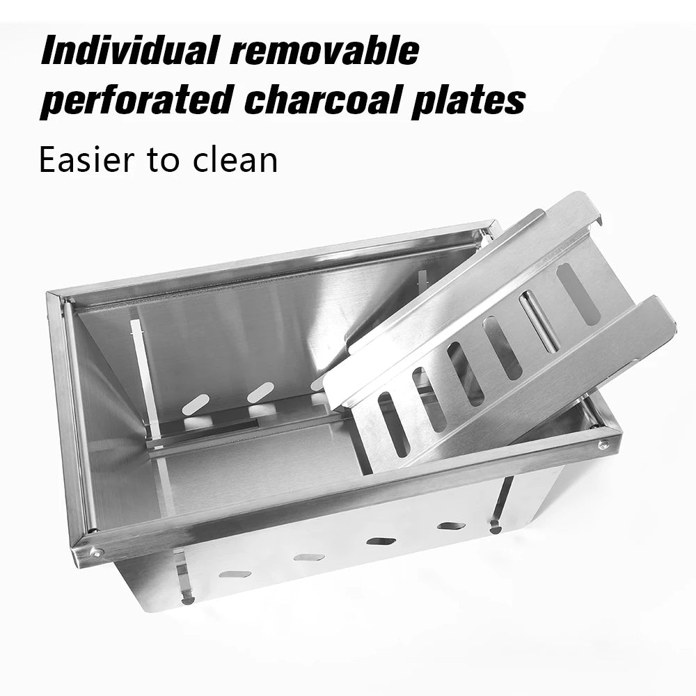 304 Stainless Steel Folding BBQ Grill Portable Outdoor Camping Firewood Stove with Carry Bag