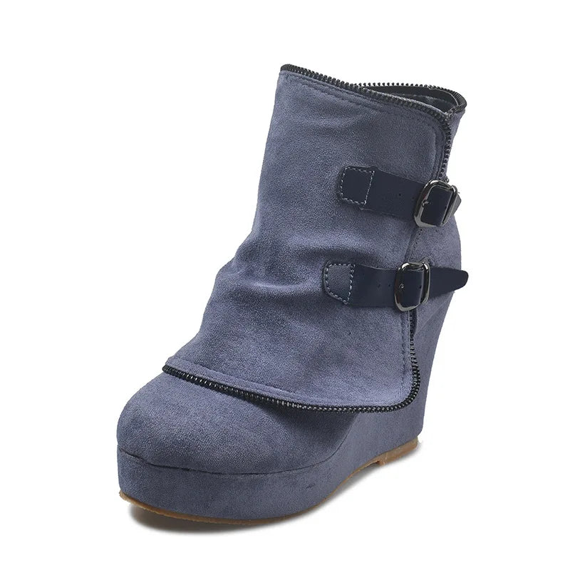Women Chunky Ankle Boots Retro Handmade Warm Winter Boots Fashion Mom Boots