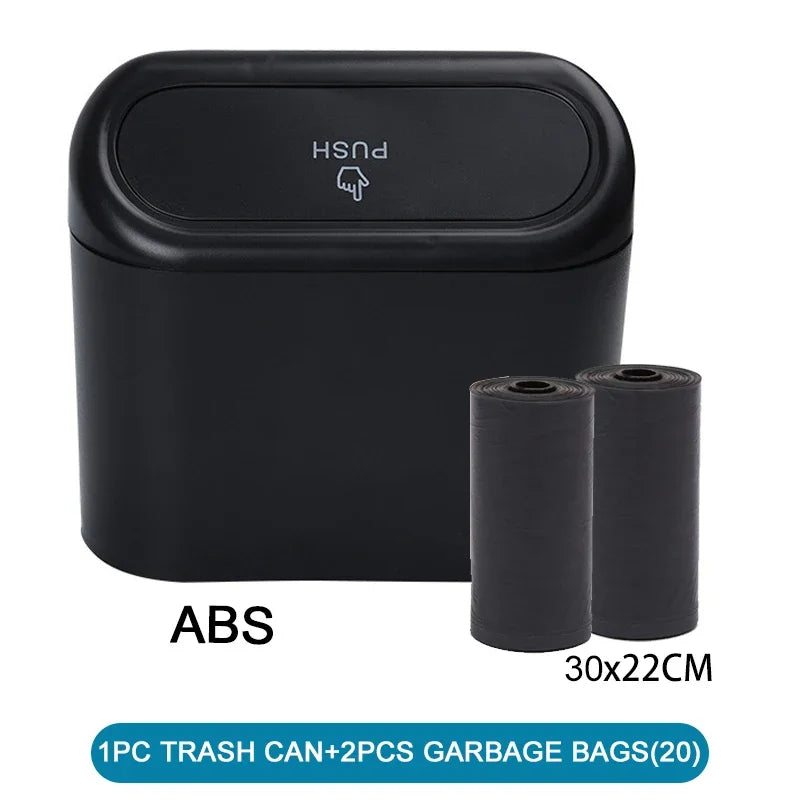 Car Trash Can with Lid Leak Proof Mini Car Bin Includes Garbage Bags