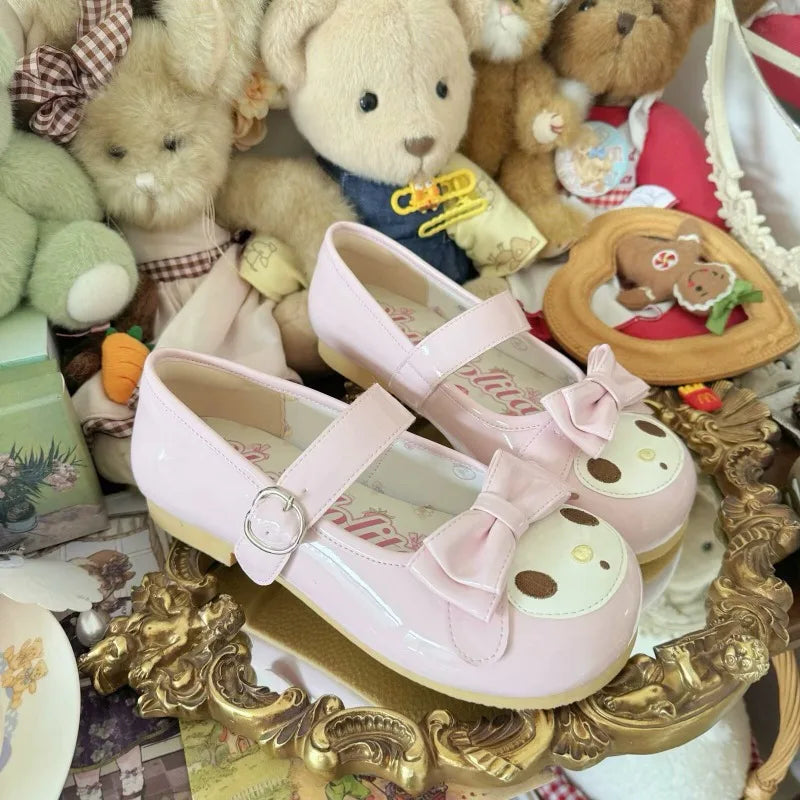 Girls Pink Kawaii Lolita Princess Shoes Round Toe Flat Shoes