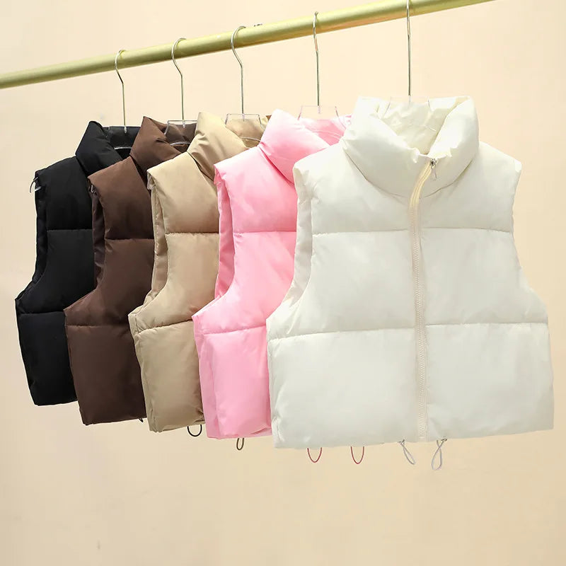Women’s Cropped Puffer Vest Warm Sleeveless Winter Jacket