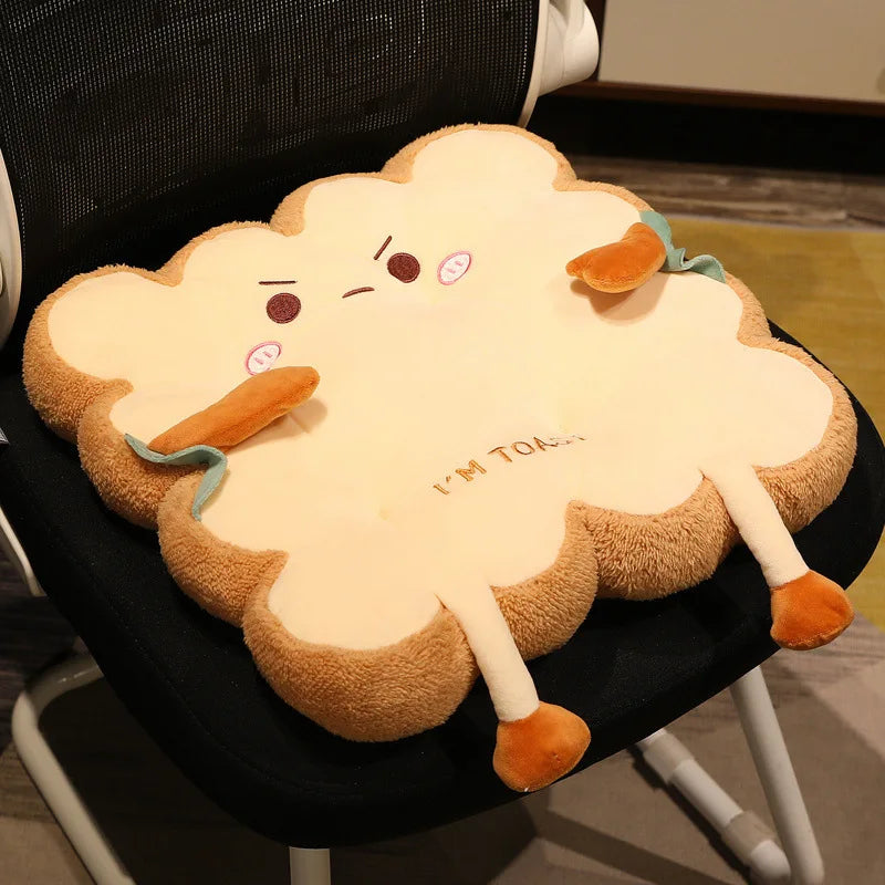 Lumbar Support Cushion Cute Toast Seat Pad Car Office Chair Back Cushion