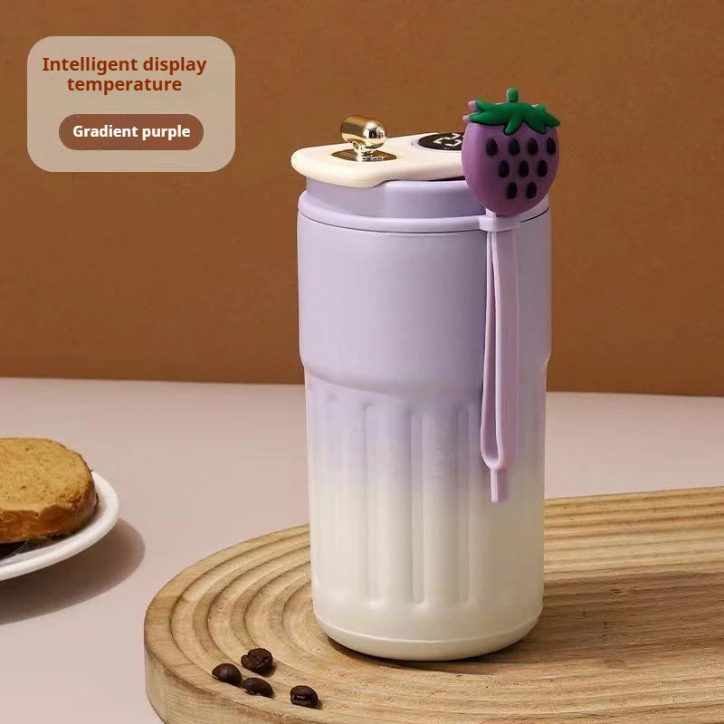 Smart Temperature Display Water Bottle 450ml – Stainless Steel Insulated Coffee Cup with LED Touch Screen