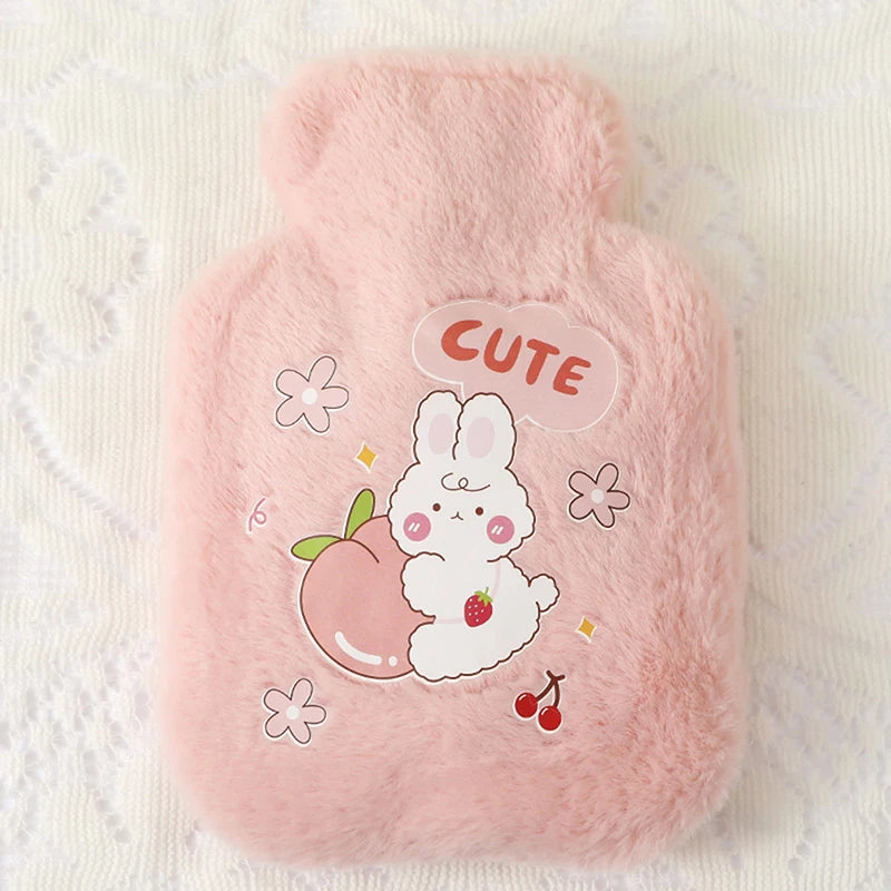 Cartoon Plush Rabbit Bear Hot Water Bottle Velvet Hand Warmer Cute Portable Water Bag